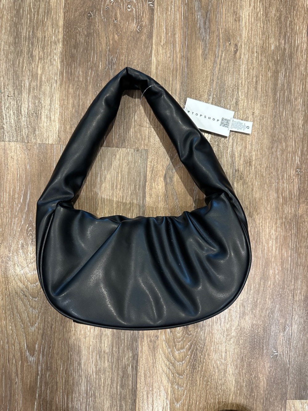 Topshop Black Ruched Crescent Shoulder Bag - Picture 1 of 3